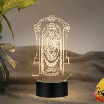 3D Illusion Tirupati Balaji Led Night Lamp with Warm White Color Home Office Pooja Room Decor